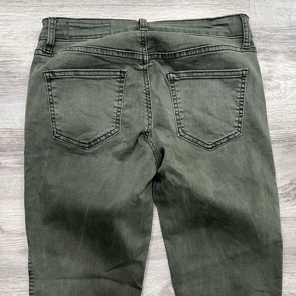 Pistola‎ Anthropologie Moto Skinny Olive Green Denim Pants Ribbed Knee Size 27 - Picture 5 of 12